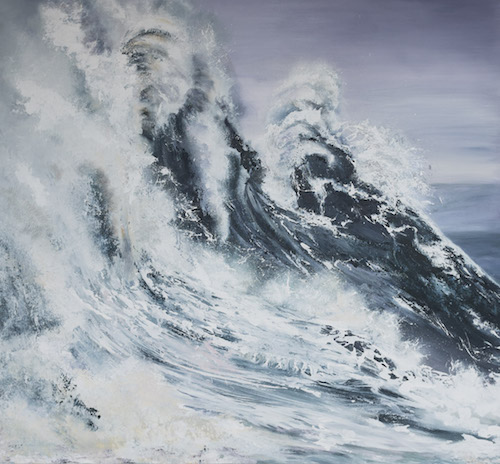 Chester Arts Fair, Francine Davies, Waves Hitting The Harbour Wall